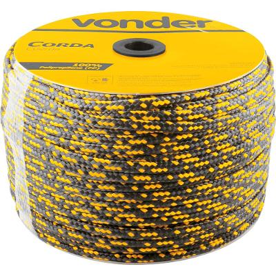 Corda Multifilamento Trançada 8x258 M Preta e Amarela Vonder