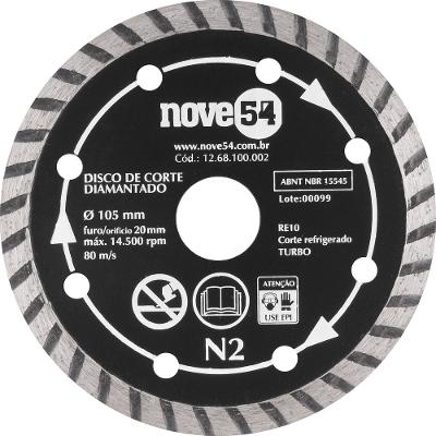 Disco diamantado 105mm turbo furo 20mm n2 - Nove54