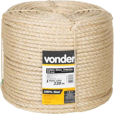 Corda sisal torcida 10,0mm 15,5kg 220 metros natural Vonder