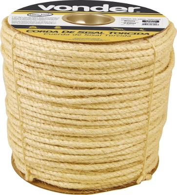 Corda Sisal Torcida 10,0mm 10,0kg 140 Metros Natural Carrete