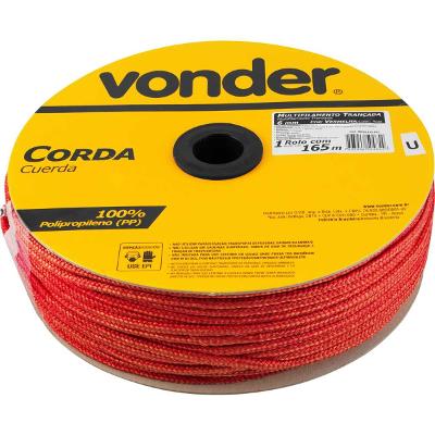 Corda Multifilamentada Trançada 6mmx165m 2,55kg Vermelha Pol