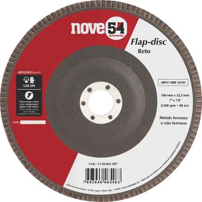 Flap disc 7" g120 costado fibra reto p/ aço carbono Nove54