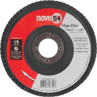 Flap-Disc Cônico 4.1/2" G120 Costado Fibra - Nove54