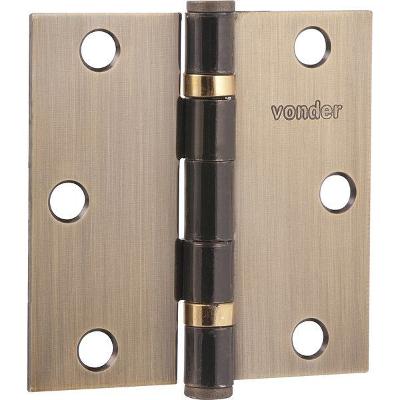 Dobradiça p/ porta 3" aço carbono latonado c/ 3 peças Vonder