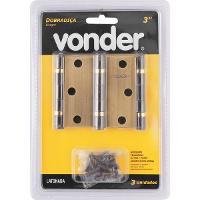 Dobradiça p/ porta 4" aço carbono latonado c/ 3 peças Vonder - 2