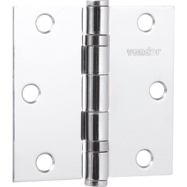Dobradiça p/ porta 4" aço carbono cromado c/ 3 peças Vonder - 1