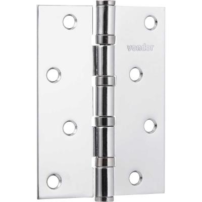 Dobradiça p/ porta 4" aço carbono cromado c/ 3 peças Vonder
