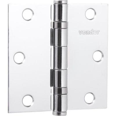 Dobradiça p/ porta 4" aço carbono cromado c/ 3 peças Vonder