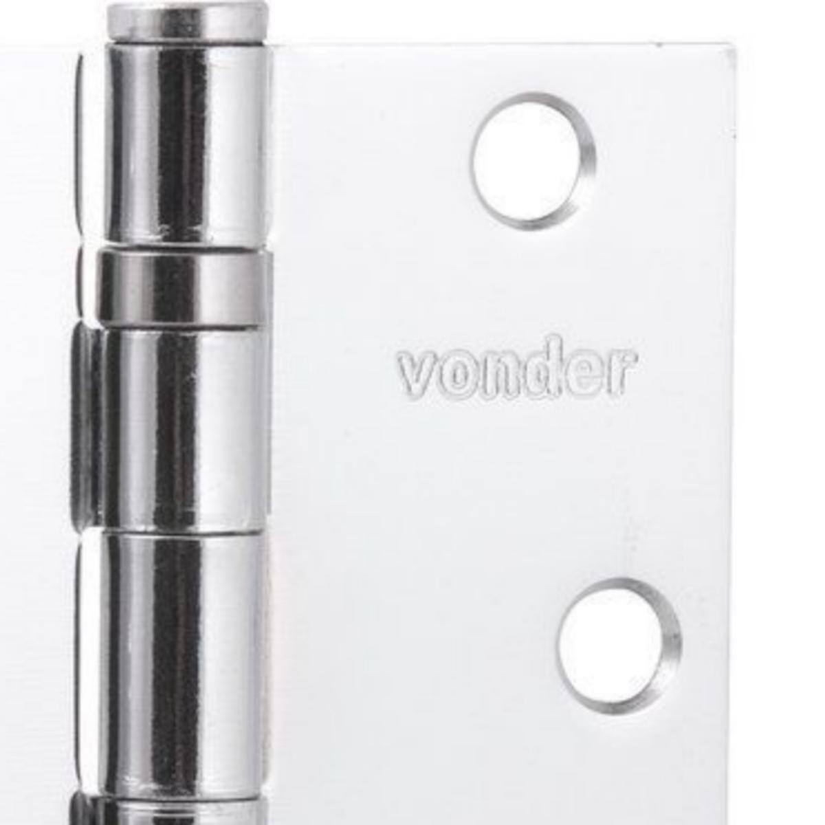 Dobradiça p/ porta 3.1/2" aço carbono cromado c/ 3 pç Vonder - 5