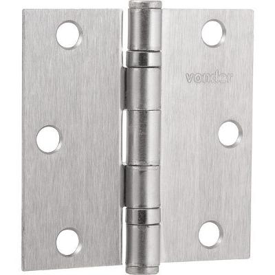 Dobradiça Para Porta 3.1/2  Aço Carbono Niquelado Com 3 Peça