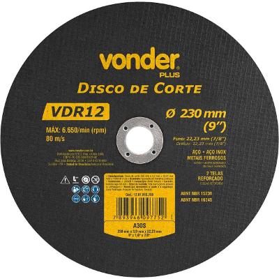 Disco De Corte 228,6x3,0x22,22 2 Telas Para Aço Carbono Vdr1