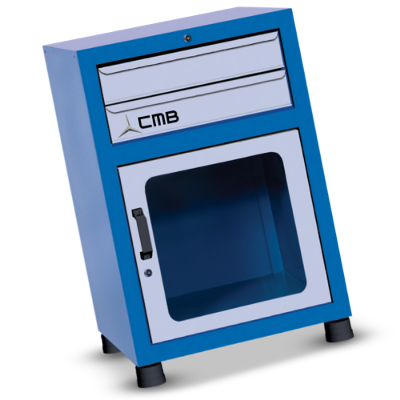 Gaveteiro modular pequeno com 1 Porta visor de acrilico e 2 Gavetas GAV616A CMB