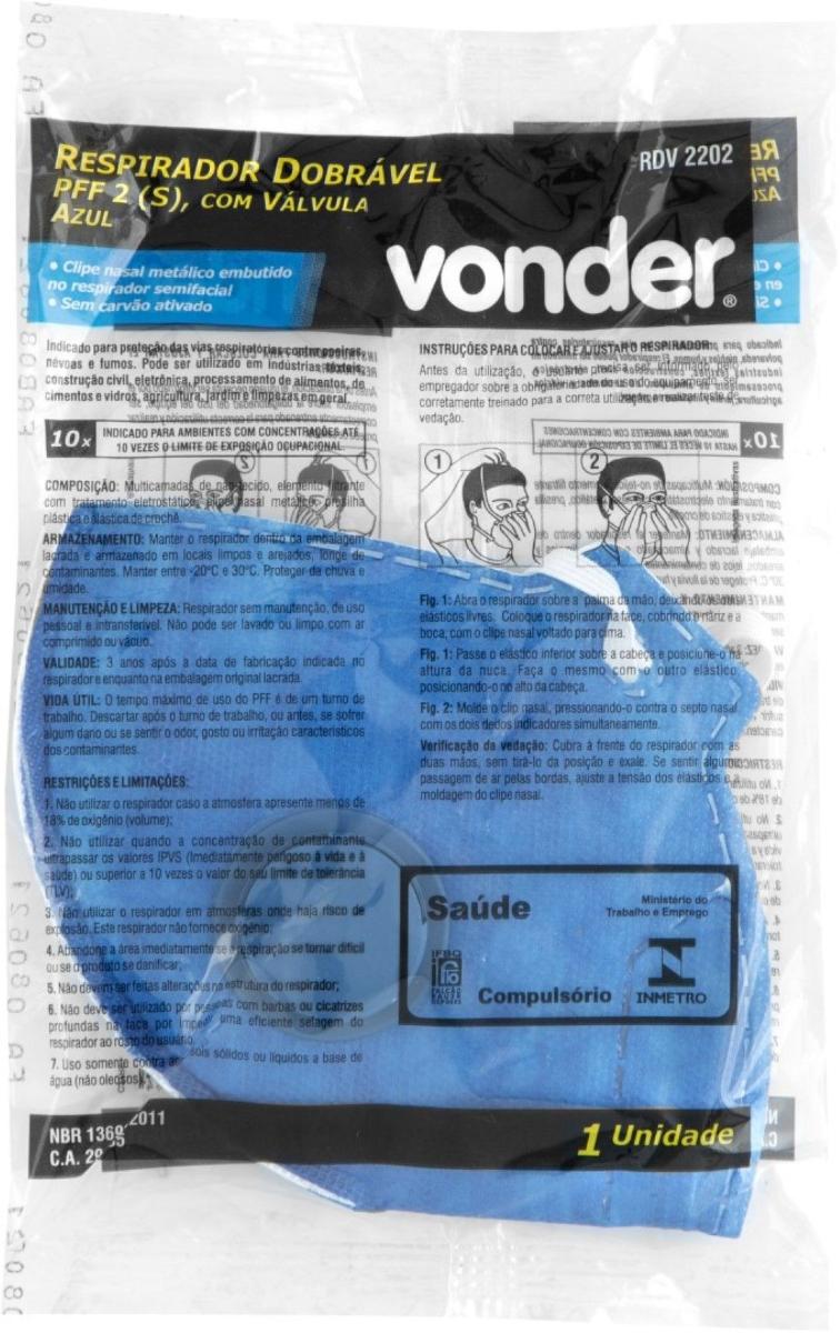 Respirador Dobrável c/ Válvula Pff2 Azul Vonder Plus - 2