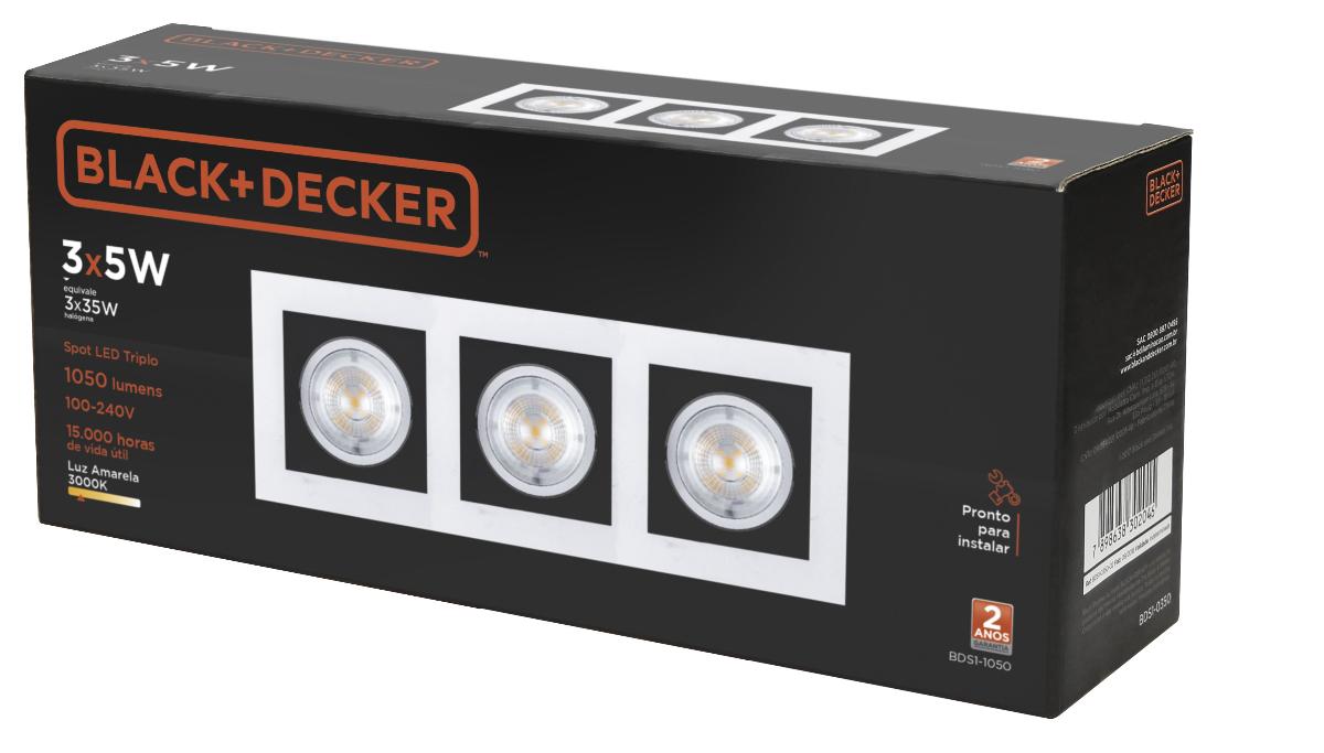 Spot LED Black 3x5W 3000K Triplo Quadrado Black+Decker - 1
