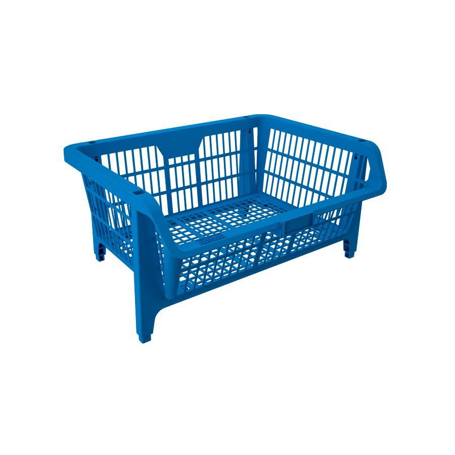 Conjunto 5 Cesto Expositor Medio Empilhável Azul Presto - 1