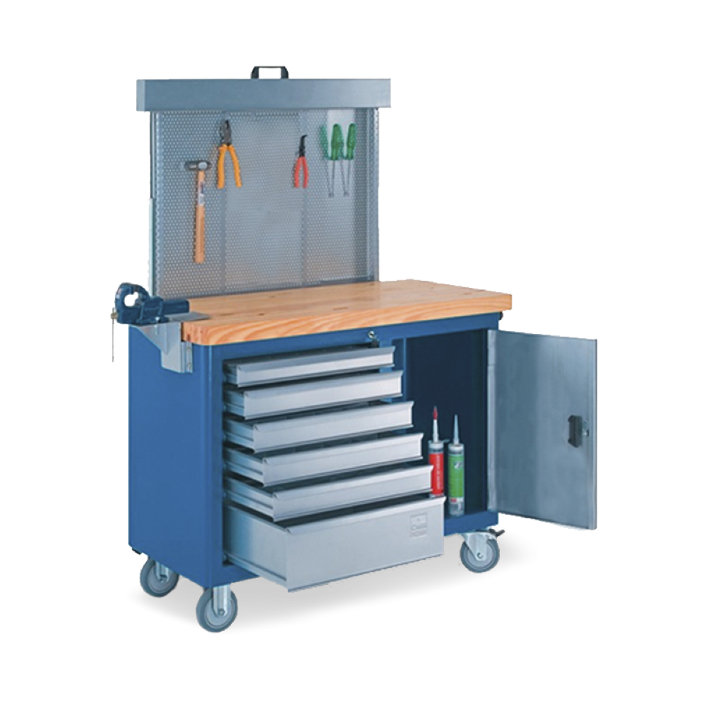 Bancada móvel com Painel perfurado Tampo de pinus 40mm e Suporte para morsa 500BMP CMB - 2