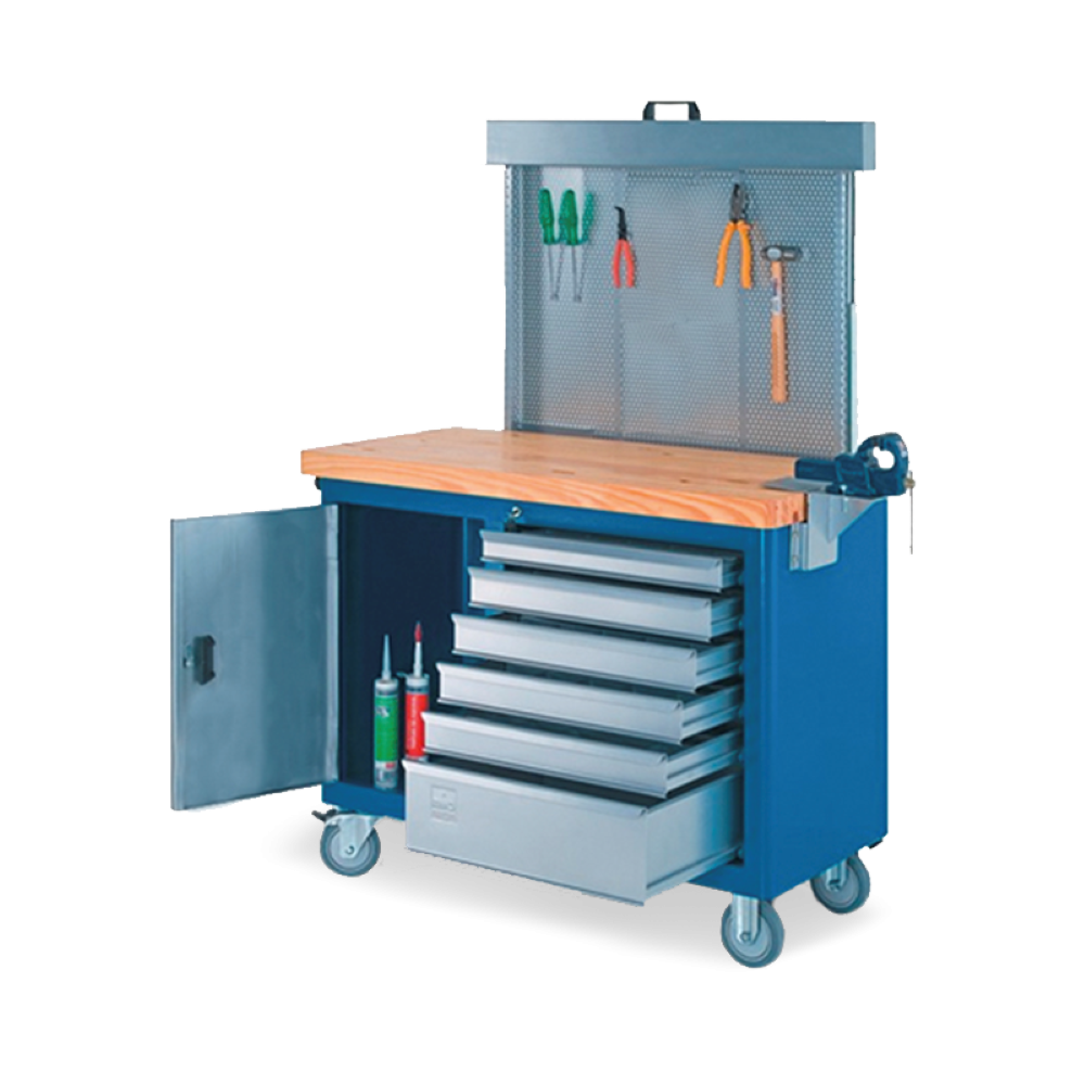 Bancada móvel com Painel perfurado Tampo de pinus 40mm e Suporte para morsa 500BMP CMB - 3