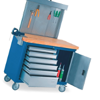 Bancada móvel com Painel perfurado Tampo de pinus 40mm e Suporte para morsa 500BMP CMB - 1