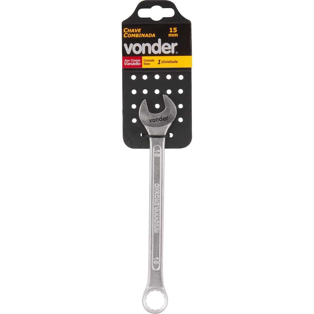 Chave combinada 15mm cromo vanádio cromada cartela Vonder - 1