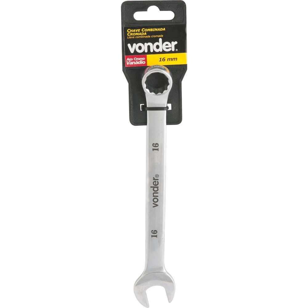 Chave combinada 16mm cromo vanádio cromada cartela Vonder - 1