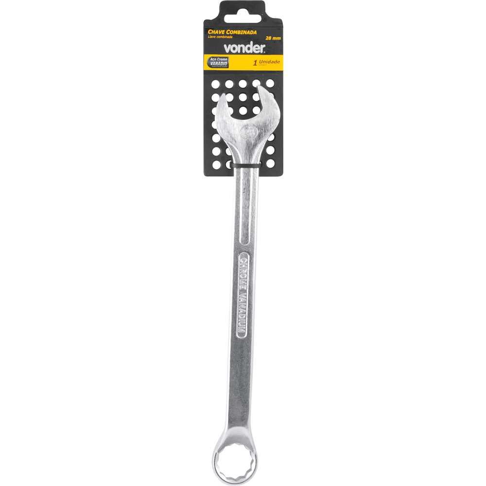 Chave combinada 28mm cromo vanádio cromada cartela Vonder - 1