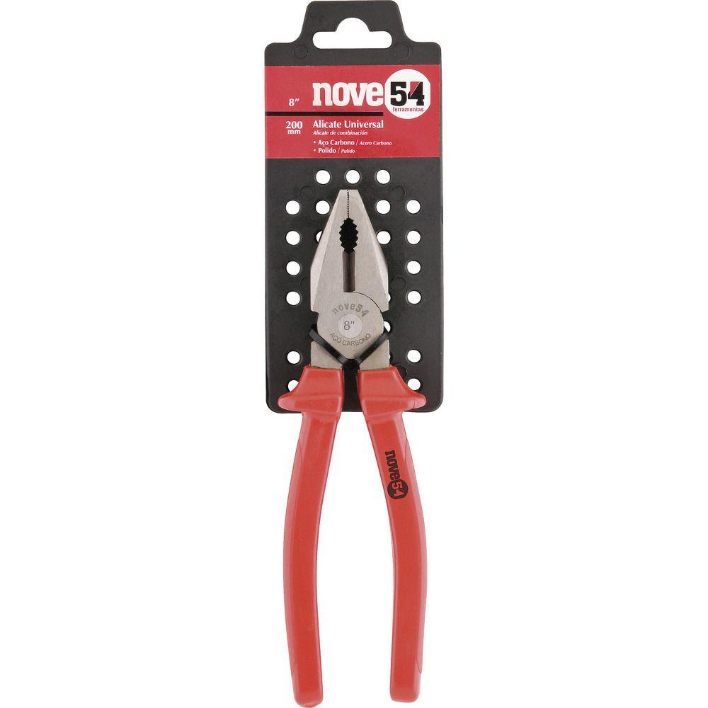 Alicate universal 8" aço carbono polido plastificado Nove54 - 1