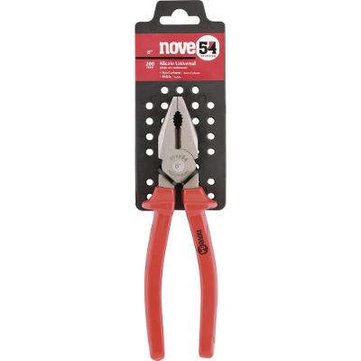 Alicate universal 8" aço carbono polido plastificado Nove54