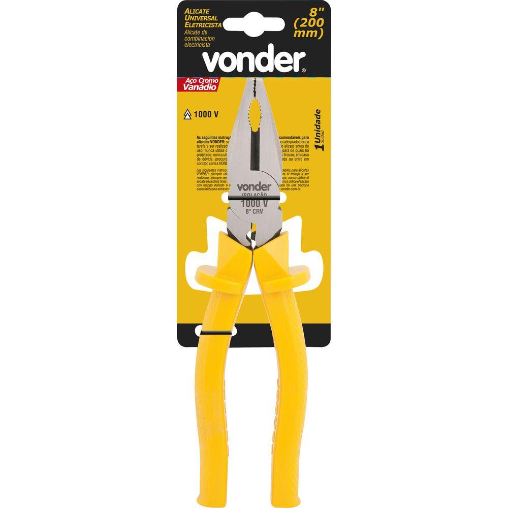 Alicate universal 8" eletricista vanádio isol. 1000v Vonder - 6