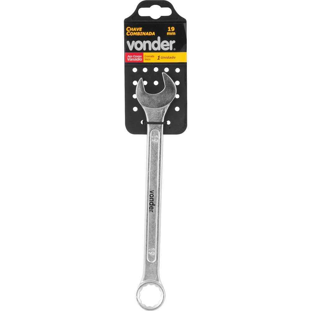 Chave combinada 19mm cromo vanádio cromada cartela - Vonder - 1