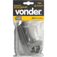 Chave Hexalobular T30 c/ Furo Guia Crv c/ 10 peças Vonder - 1