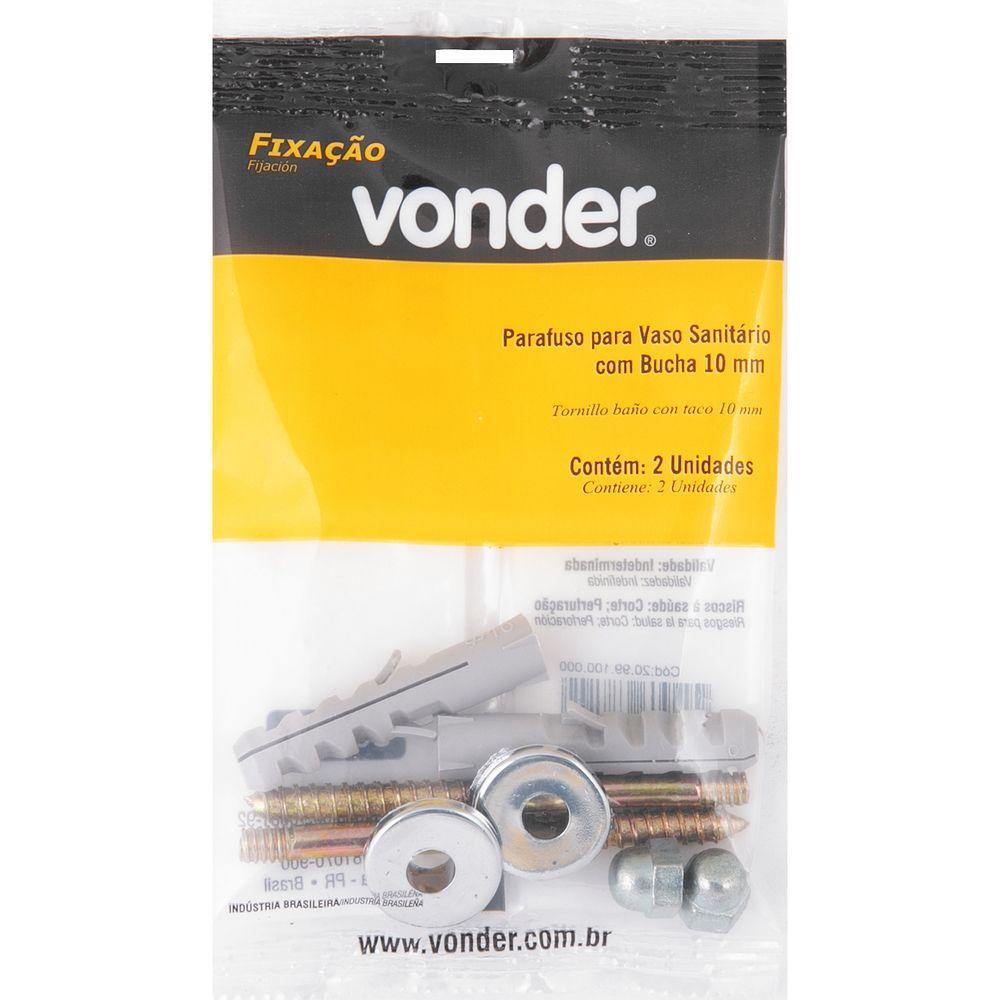 Conjunto Fixação p/ Sanitário 10mm Latonado c/ 2 pçs Vonder - 3