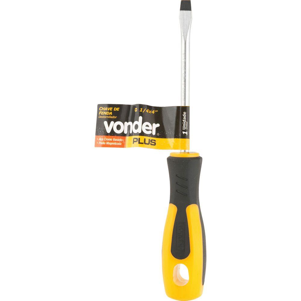 Chave Fenda 1/4x4  Cromo Vanádio Cabo Anatômico Emborrachado - 2