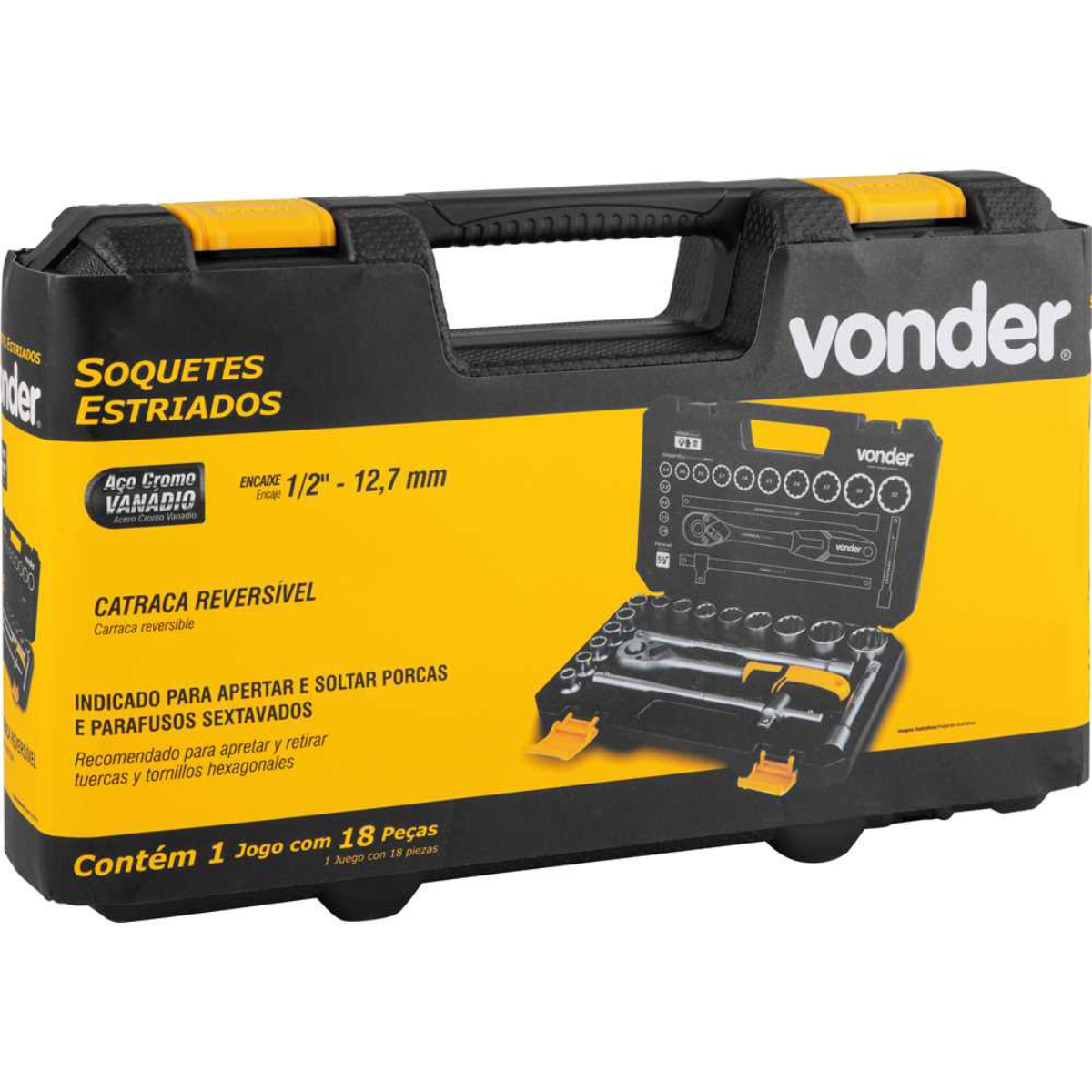 Jogo Soquete Estriado 1/2 10-32mm Cromo Vanádio Vonder - 5