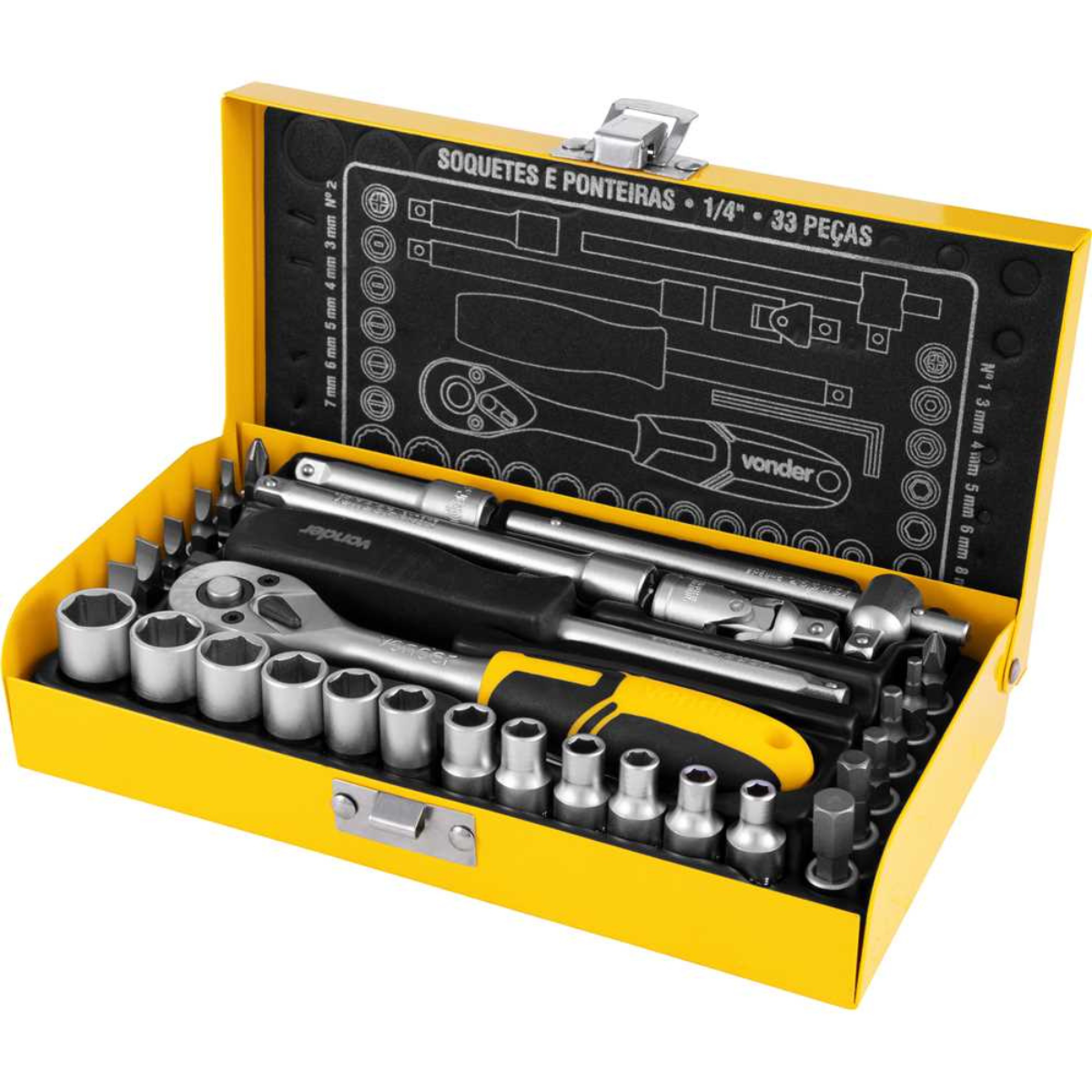 Jogo Soquete Sextavado Bits Ponteiras 1/4 4-13mm Vonder - 2
