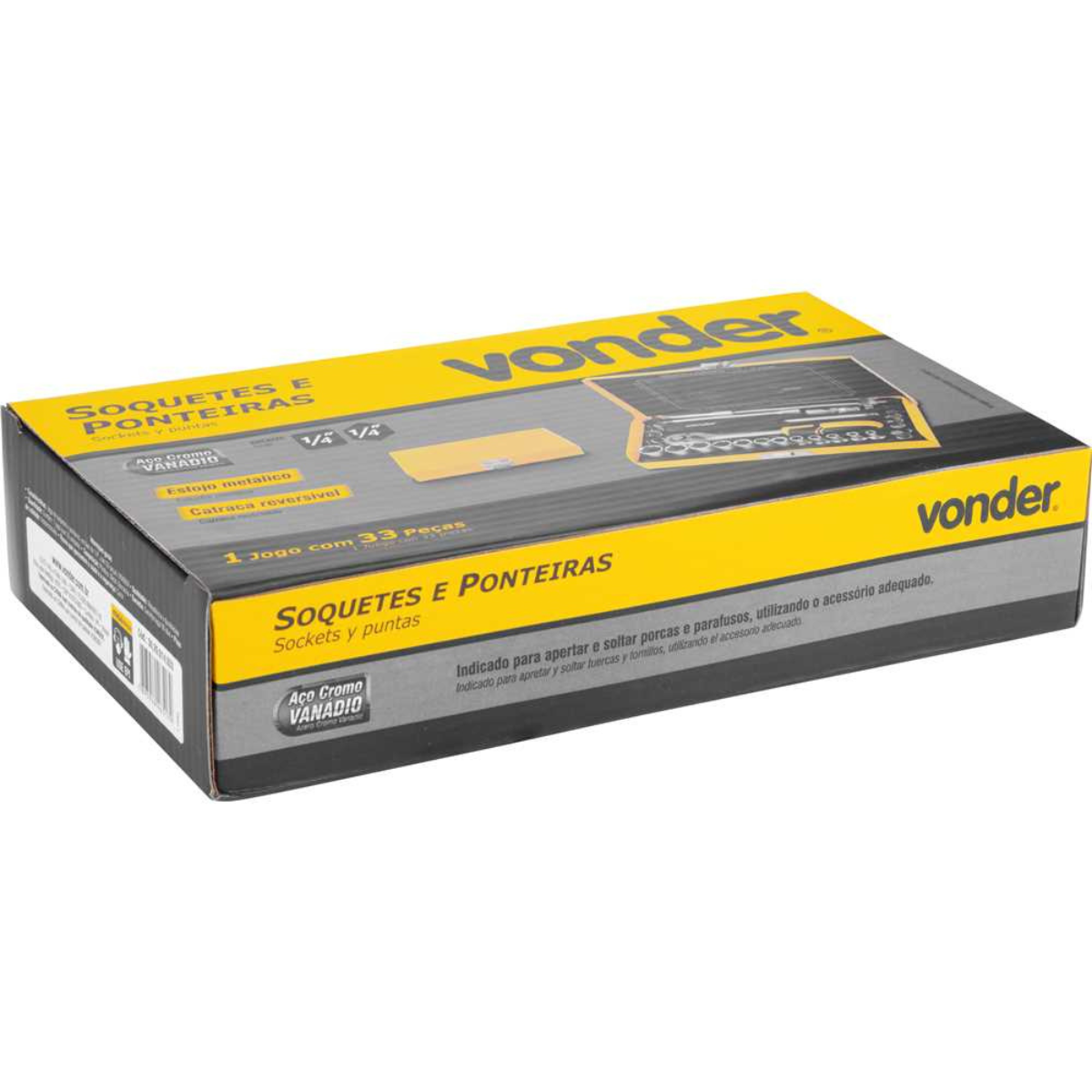 Jogo Soquete Sextavado Bits Ponteiras 1/4 4-13mm Vonder - 5