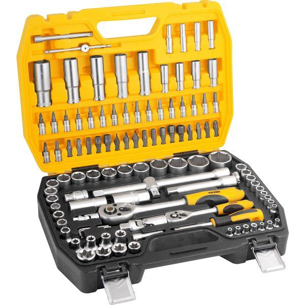 Jogo Soquete Ponteira Encaixe 1/4 E 1/2 Catraca 108 Vonder - 2