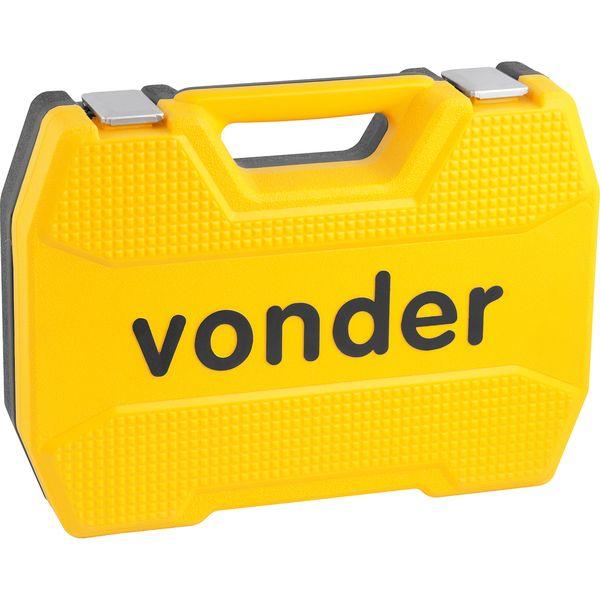 Jogo Soquete Ponteira Encaixe 1/4 E 1/2 Catraca 108 Vonder - 3