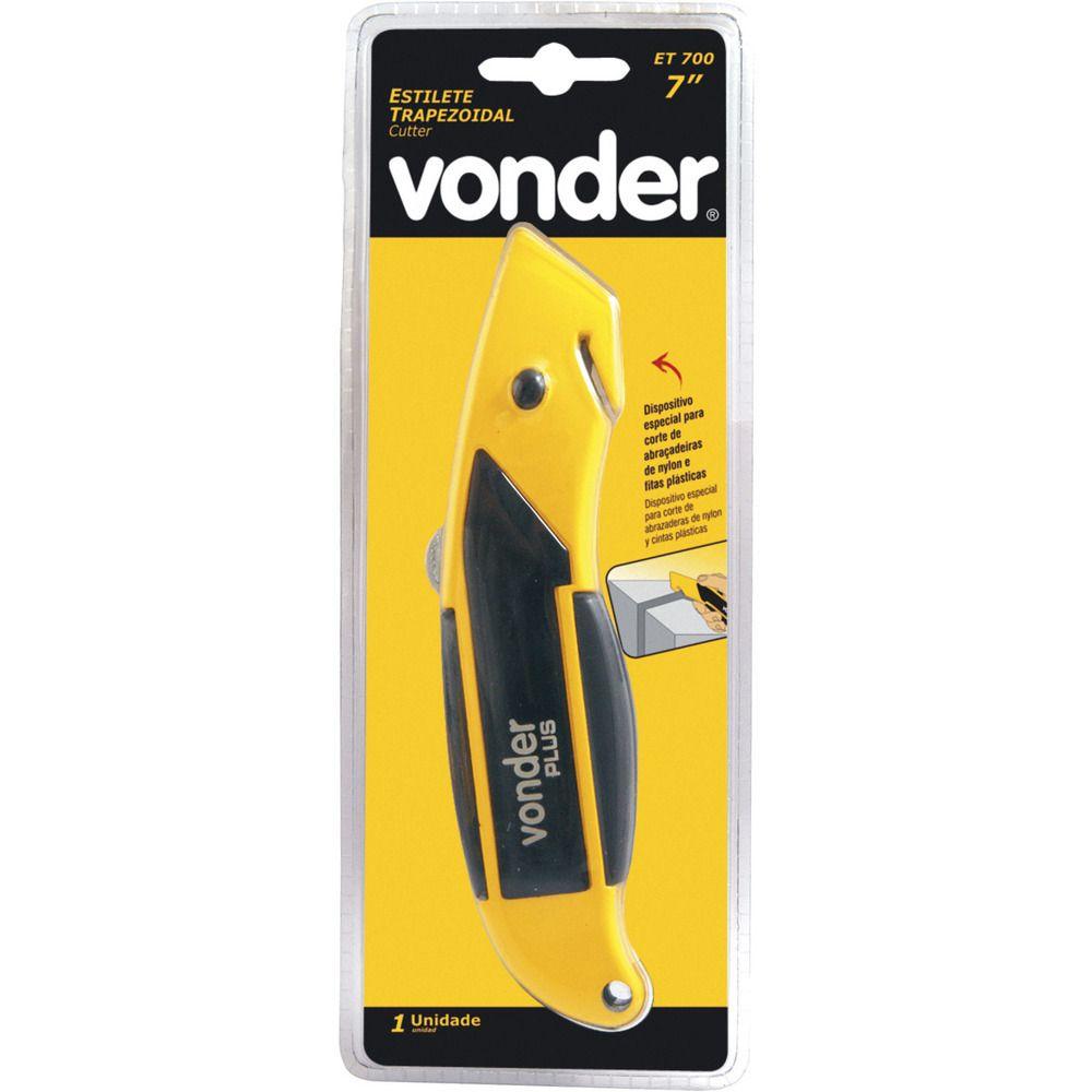 Estilete Trapezoidal 18mm Aluminío Botão Trava 5L Vonder - 4