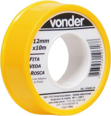 Fita veda rosca 12mmx10m ptfe teflon Vonder