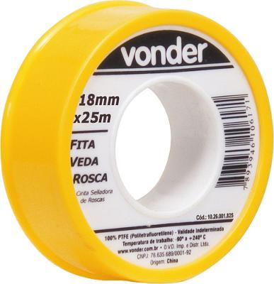 Fita veda rosca 18mmx10m ptfe teflon Vonder