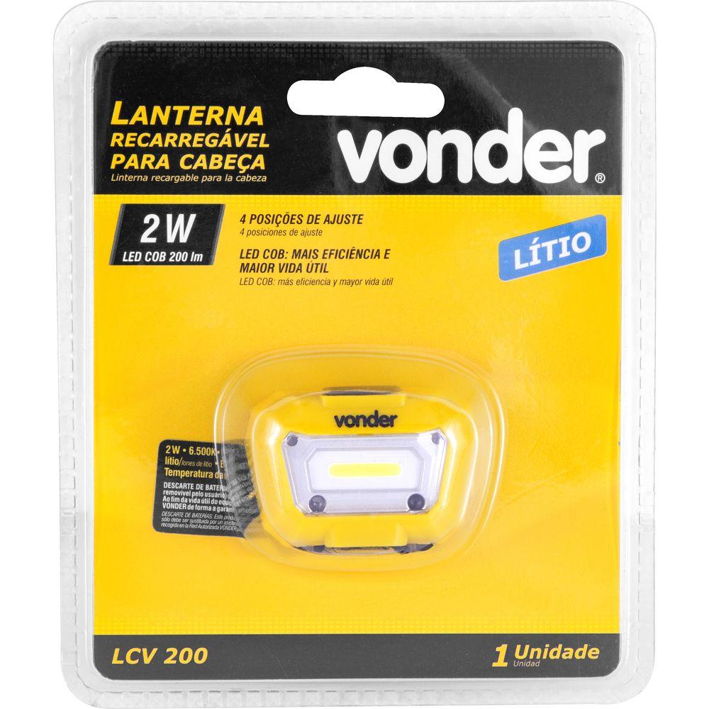 Lanterna Recarregável para Cabeça Led Cob Lcv 200 Vonder - 2