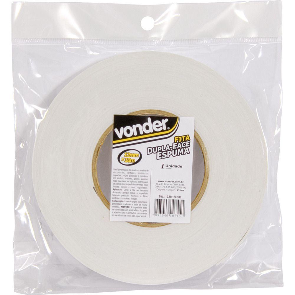Fita dupla face espuma 12mmx10m branca Vonder - 2