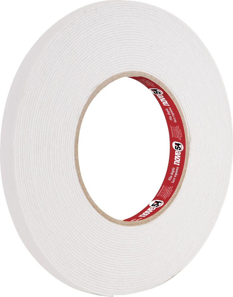 Fita Dupla Face Espuma 19mmx10m Branca Nove54 - 1