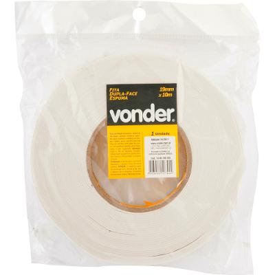 Fita dupla face espuma 19mmx10m branca - Vonder