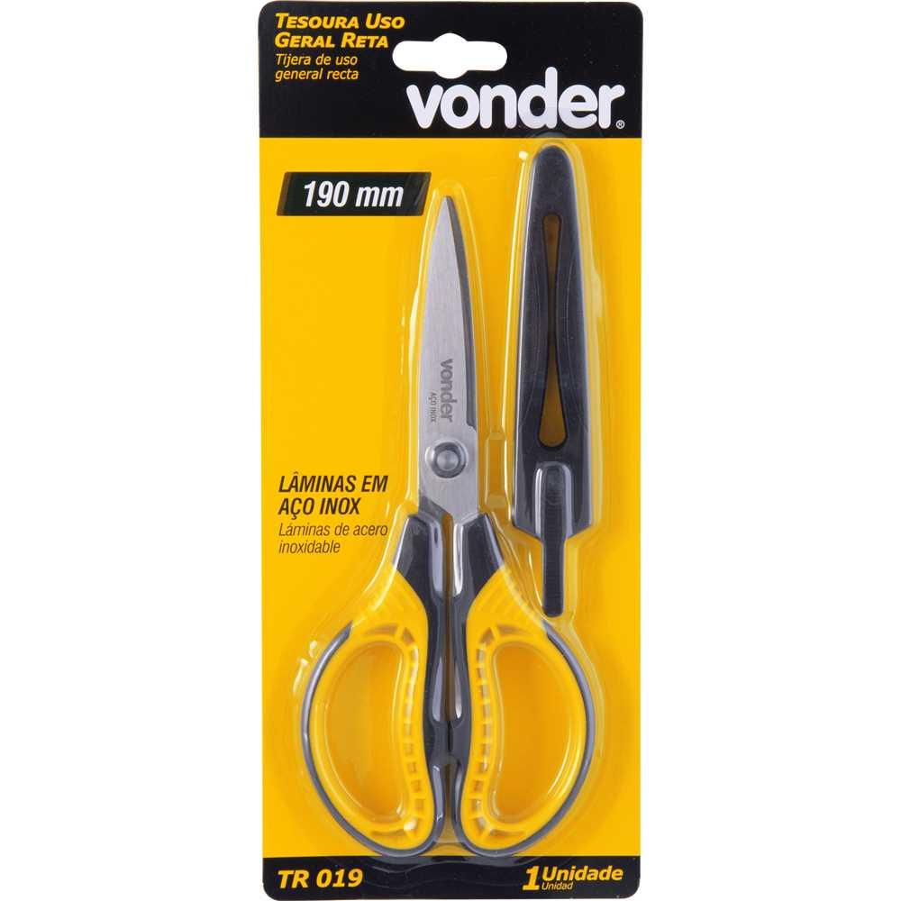 Tesoura uso geral reta cabo plástico TR019 Vonder - 10