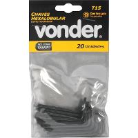 Chave Hexalobular T15 c/ Furo Guia Crv c/ 20 peças Vonder - 1