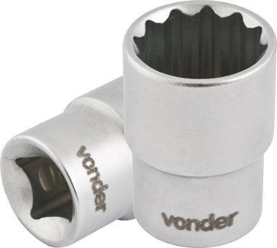 Soquete estriado encaix 1/2" 16mm curto cromo vanádio Vonder
