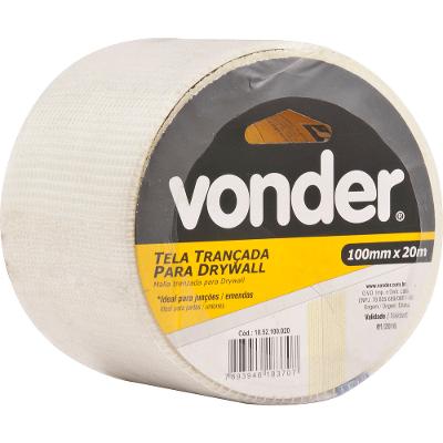 Tela Adesiva Trancada Fibra De Vidro 100mmx20m Para Drywall 