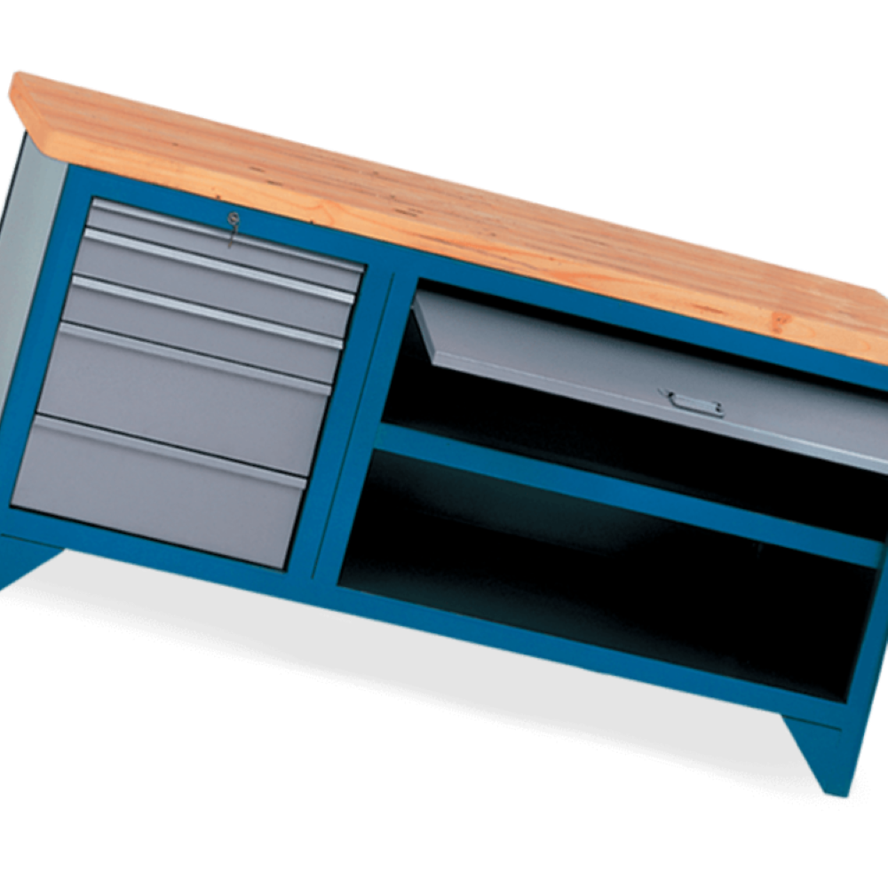 Bancada com 5 Gavetas Porta retrátil Suporte para morsa N05 e Tampo de pinus 40mm 217A CMB - 2