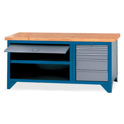 Bancada com 5 Gavetas Porta retrátil Suporte para morsa N05 e Tampo de pinus 40mm 217A CMB